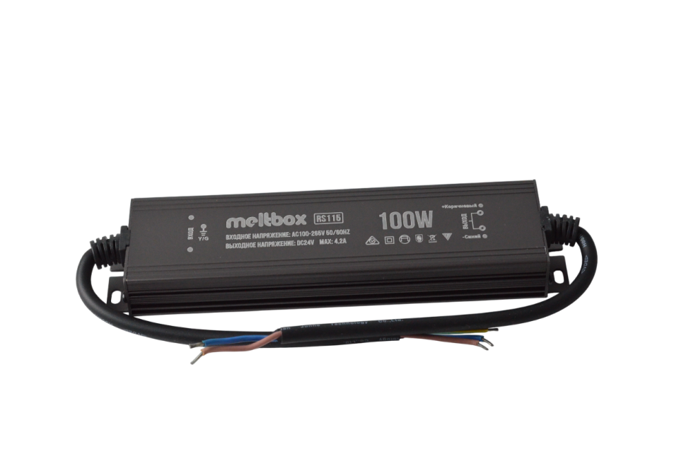 Блок питания SPARTUM IP67 пыле-влагозащищенный 24V meltbox RS115 24V/4.2A 100W (203х53х23мм)
