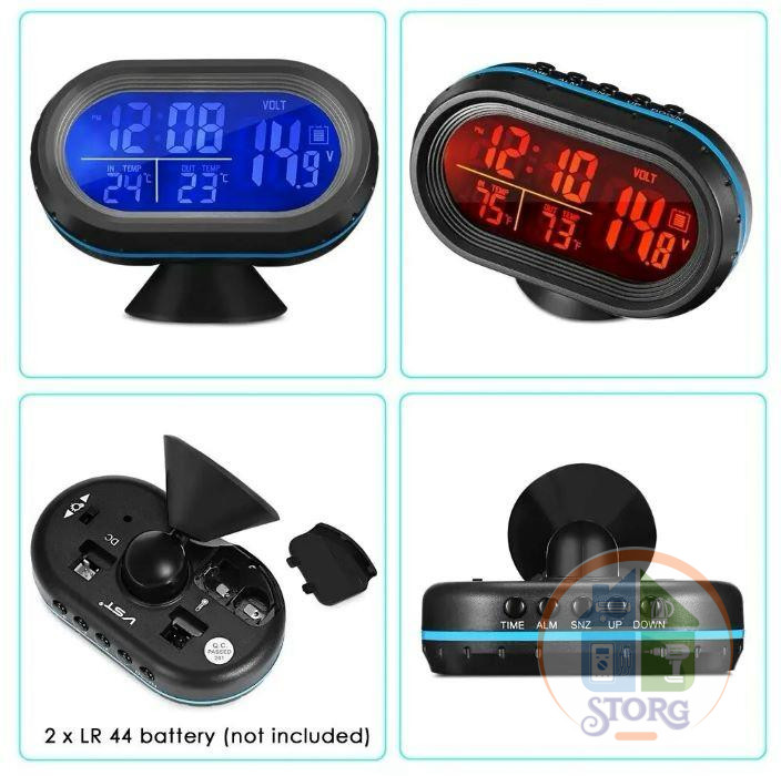 Часы цифровые автомобильные + вольтметром VST-7009V LED-дисплей