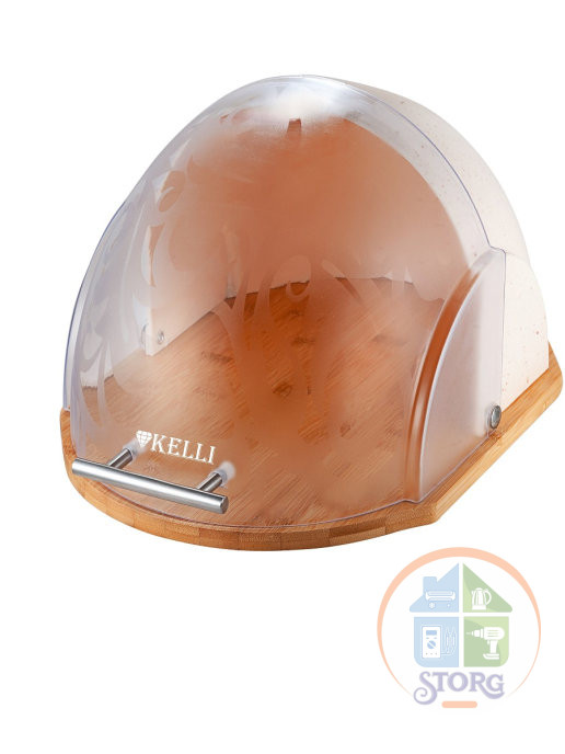 Хлебница KELLI KL-2150 (1x4) прочный пластиковый корпус бамбуковое основание размер-37*26,5*20,5