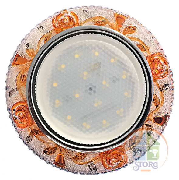 Светильник потолочный встраиваемый GX53 DECOR Прованс, цвет: прозрачный+оранжевый/золото, Спутник