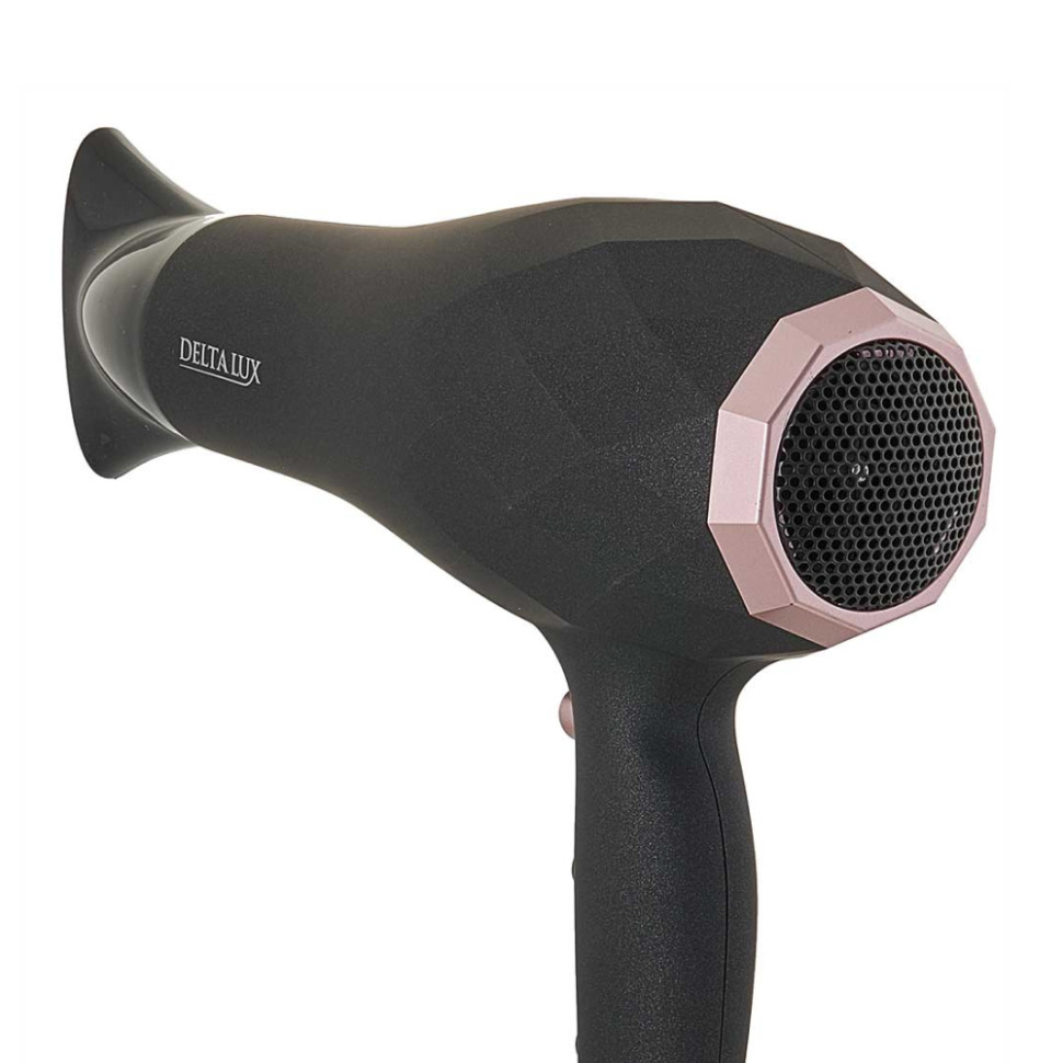 Фен для волос DELTA LUX DL-0941, Черный с розовым, 2200Вт, турмалин. ионизац., 3 реж. темп.