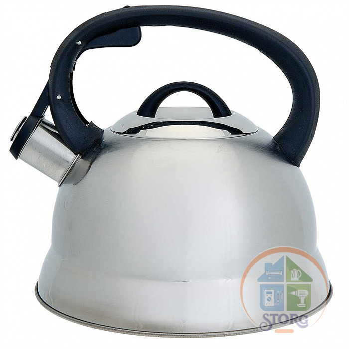 Чайник металлический WEBBER BE-0554 (Нерж.сталь/Черный; Объем 2.5л; Сатин + зеркал)