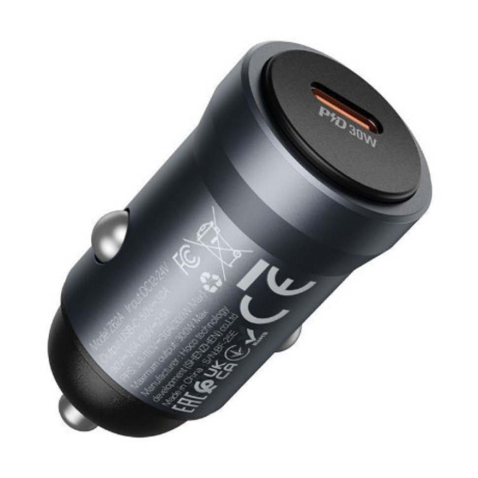 АЗУ HOCO Z62A Energy single port PD30W car charger Metal gray