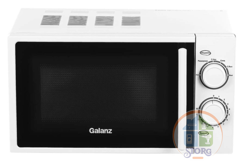 Микроволновая печь GALANZ MOS-2008MW, белый, объем 20л, 700Вт, соло, таймер, подсветка