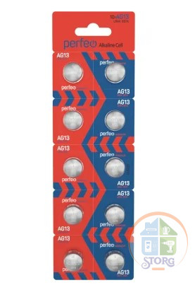 Элемент питания Perfeo LR44/10BL Alkaline Cell 357A AG13