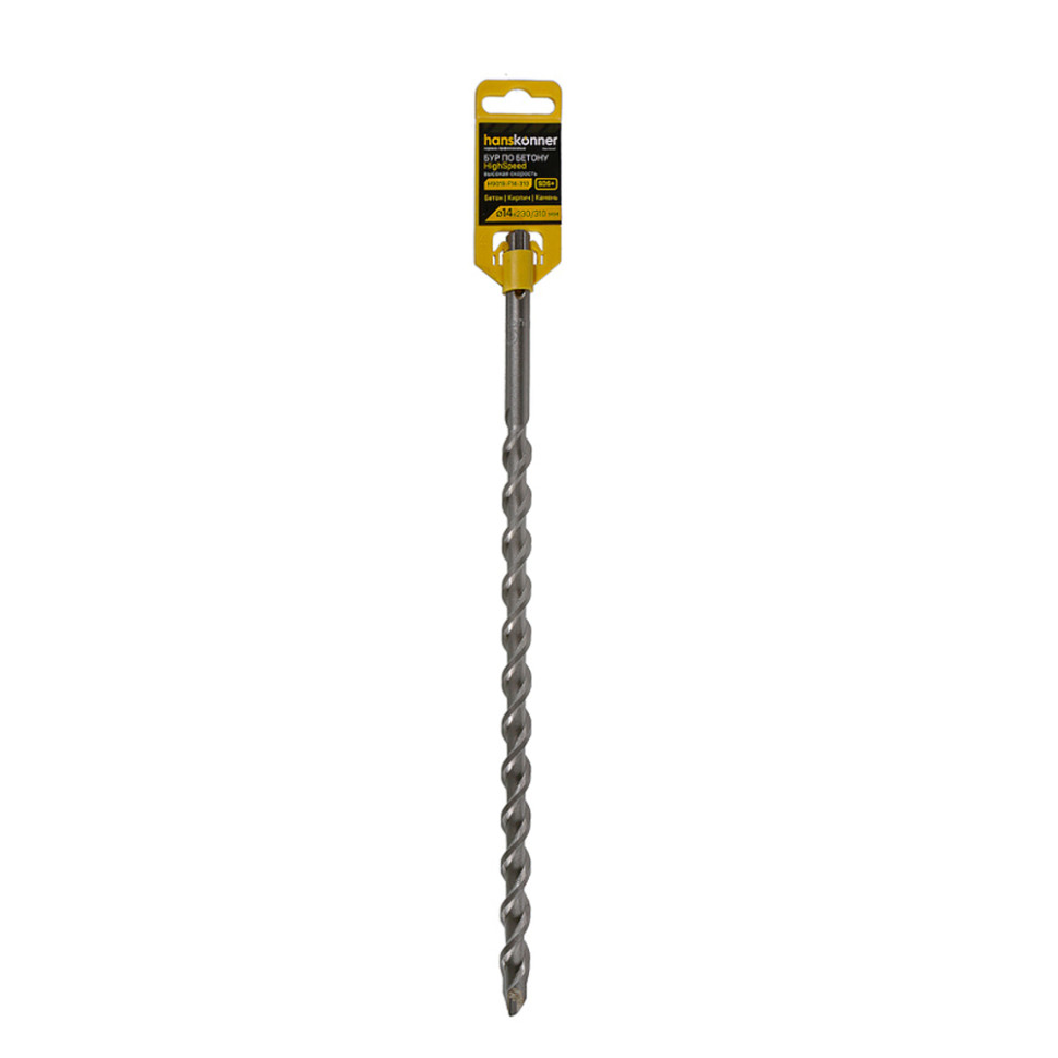 Бур SDS+ Hanskonner H9019-F14-310, 14×310 мм, плоский резец, U-спираль, HIGH SPEED