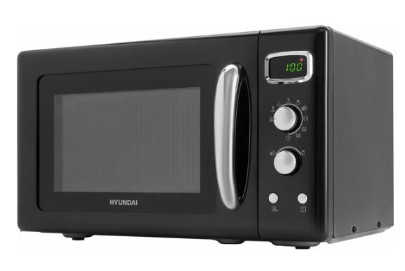 Микроволновая печь Hyundai HYM-D3040 черный, 23 л, 800 Вт, переключатели - поворотный механизм/кнопки
