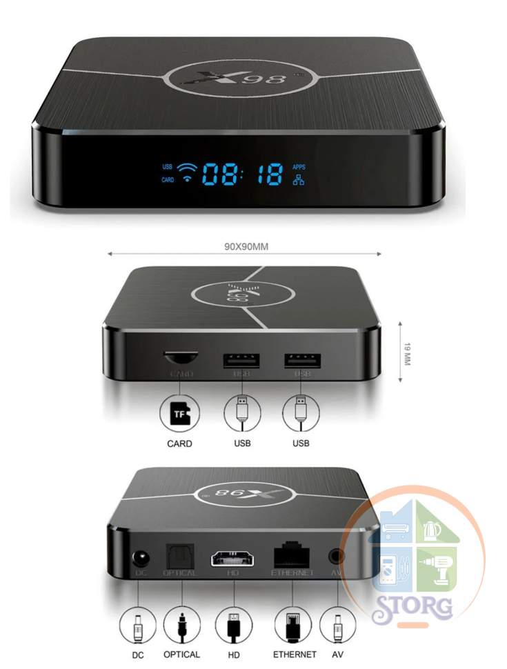 Андройд Приставка SMART TV BOX X98 Plus 4G+64G (Amlogic S905W2,Android11,BT,Wi-fi 2.4G-5G) гр.90дн
