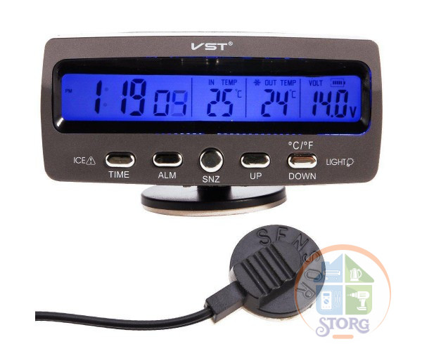 Часы цифровые автомобильные + вольтметром+термометром VST-7045V LED-дисплей