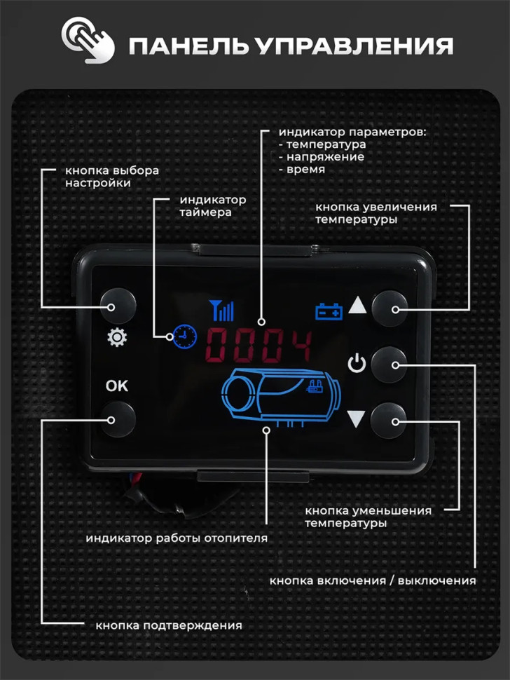 Автономный дизельный отопитель, сухой фен Electrolite TSD-7.5, 7500 Вт, 7,5 кВт, 12в, 24в, 220в