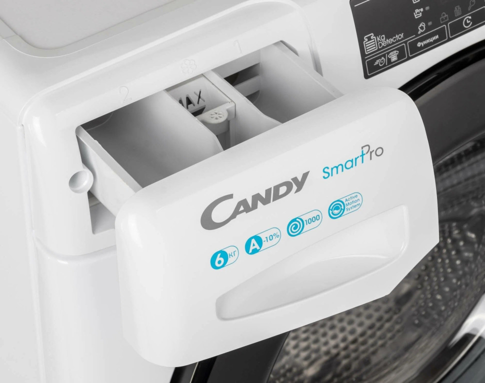 Стиральная машина CANDY Smart Pro CSO34106TB1/2-07, Белый, 6кг, пар, 17 реж., 60х85х40.2