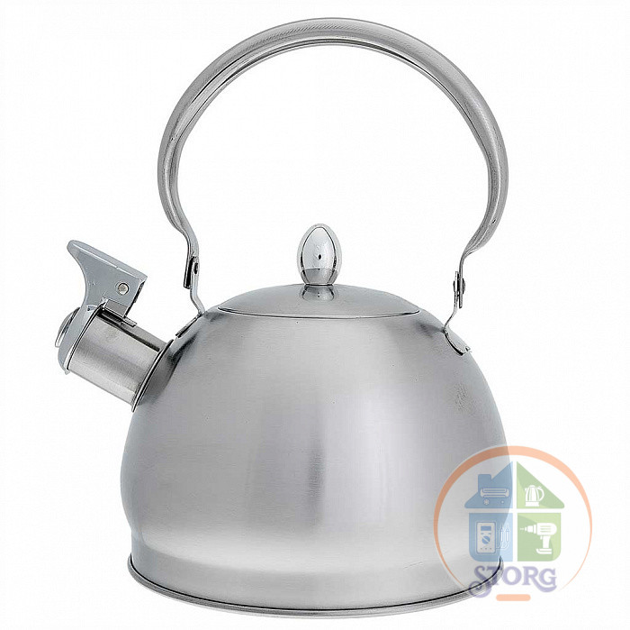 Чайник металлический WEBBER BE-0560 (Нерж.сталь; Объем 2л; Свисток; Для всех плит; Складная ручка)