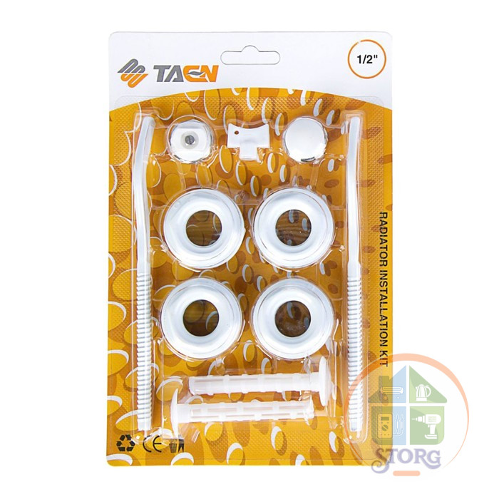 Комплект для подключения радиатора TAEN, 1"x1/2", с двумя кронштейнами, в блистере, 2615780