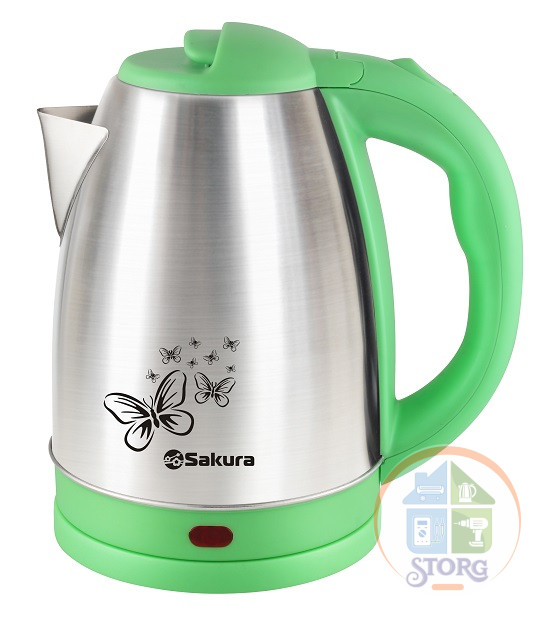 Чайник электрический SAKURA SA-2135GS (Зеленый; Объем 1.8л, Мощность 1800Вт;Нерж.сталь;Нагр.эл.диск)