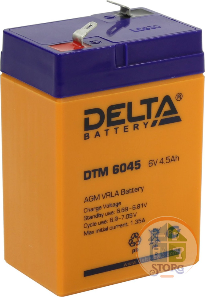 Аккумулятор DELTA  AGM-DTM 6045 6V 4,5A (70х47х107)