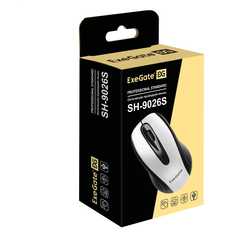 Мышь проводная ExeGate Professional Standard SH-9026S Серебристый, 1000 dpi, USB, кнопки - 3