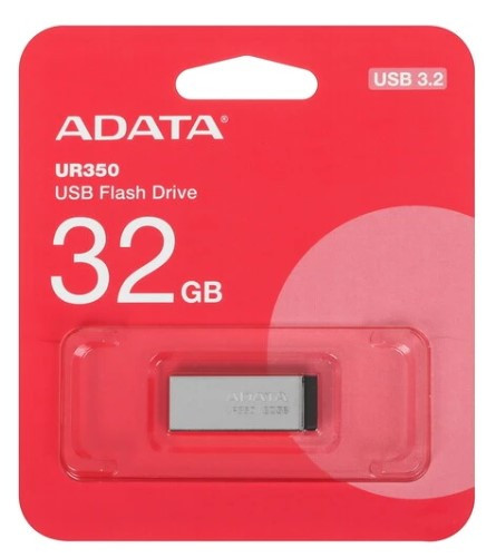 Флешка USB ADATA UR350 (UR350-32G-RSR/BK), 32 Gb, USB 3.2, R/W 100/15, серебристый/черный