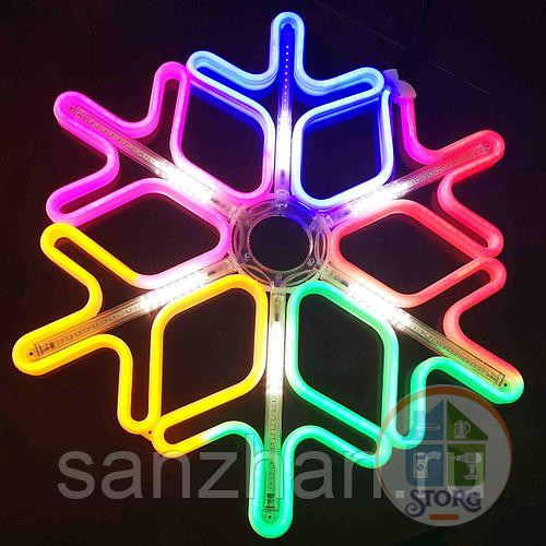Гирлянда Украшение уличное LED S-Totg СНЕЖИНКА (Большая) неон 50см (разноцвет)