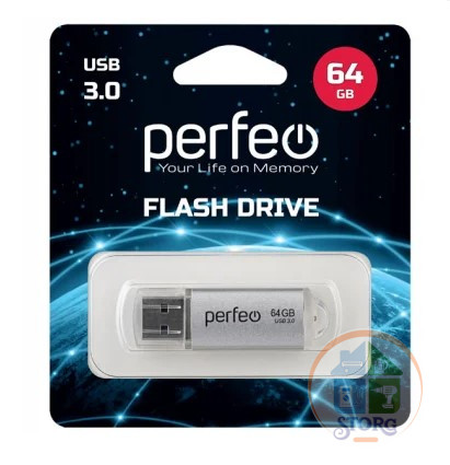 USB флэш-накопитель Perfeo USB 3.0 64GB C14 Silver metal series
