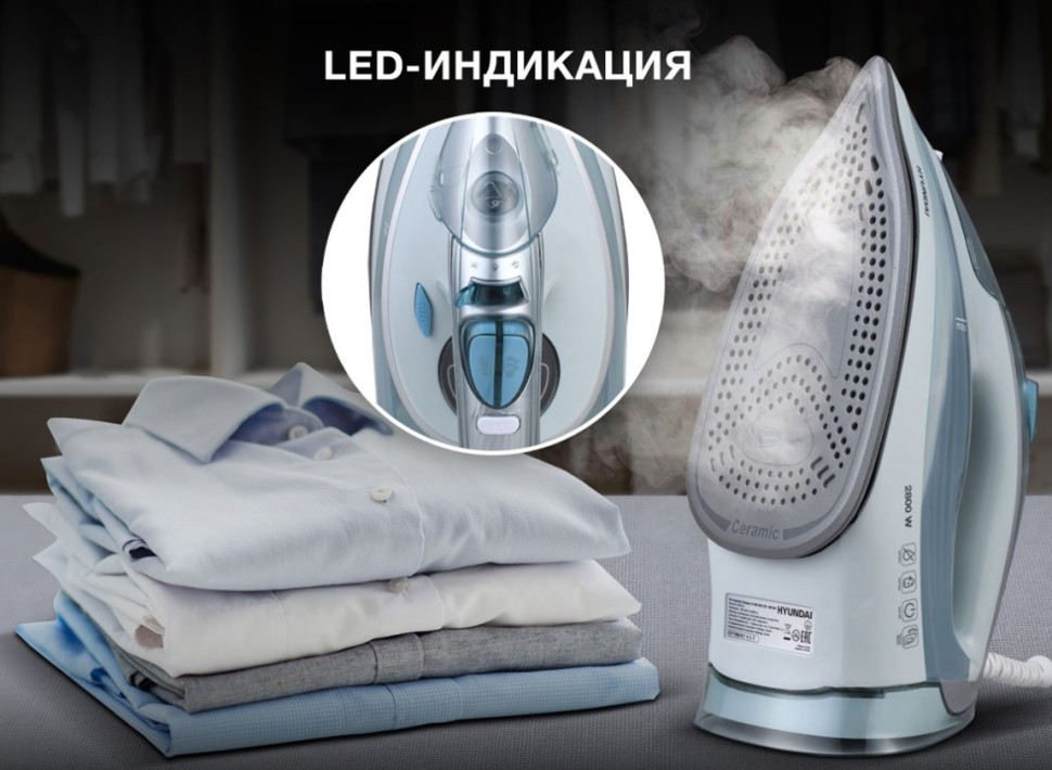Утюг Hyundai H-SI01340 2800Вт голубой/белый