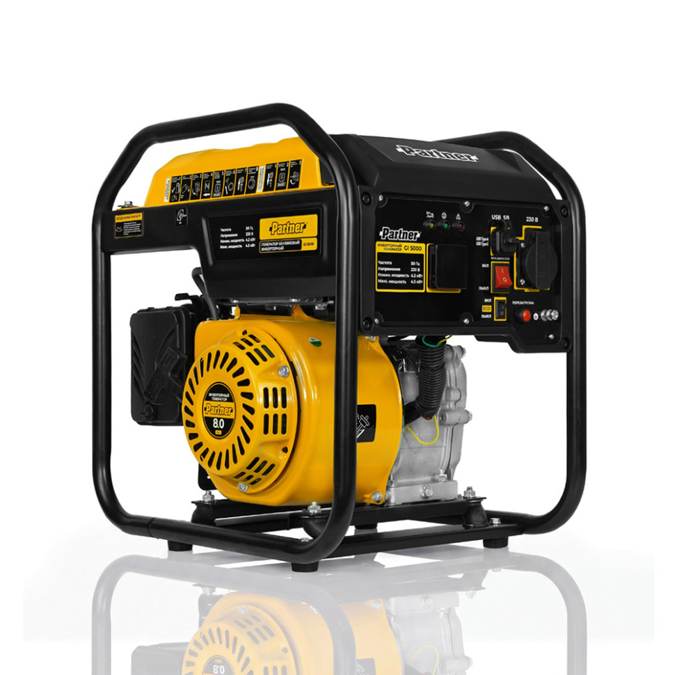 Генератор бензиновый инверторный PARTNER FOR GARDEN GI 5000 (4.2/4.5кВт, 230В, 4-такт., ручной)