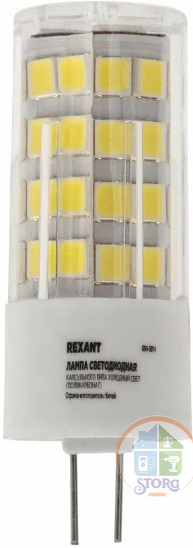 Светодиодная лампа Rexant капсульного типа JD-CORN G4 230В 5,5Вт 6500K (поликарбонат), холодный свет