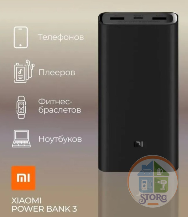 Аккумулятор внешний POWER BANK XIAOMI 3 20000mAh 18W (PLM18ZM CN коп. ) (черный) (Гр.30дн.) CN коп.