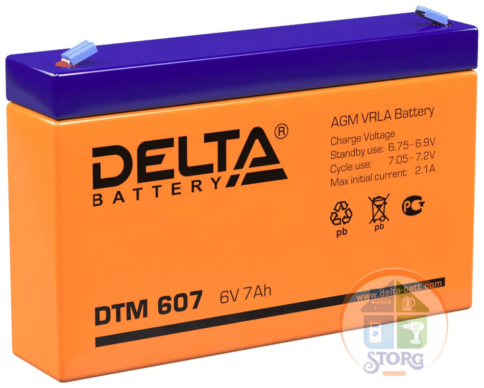 Аккумулятор DELTA  AGM-DTM 607 6V 7A (151х34х100)