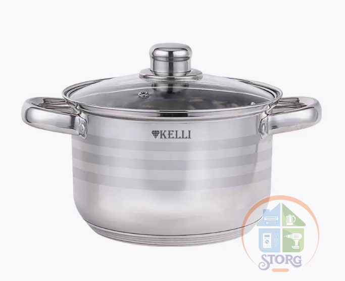 Кастрюля из нержавеющей стали KELLI KL-4293-26 объем  6.2л