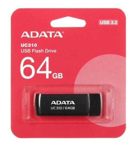 Флешка USB ADATA UC310 (UC310-64G-RBK), 64 Gb, USB 3.2, R/W 100/30, черный