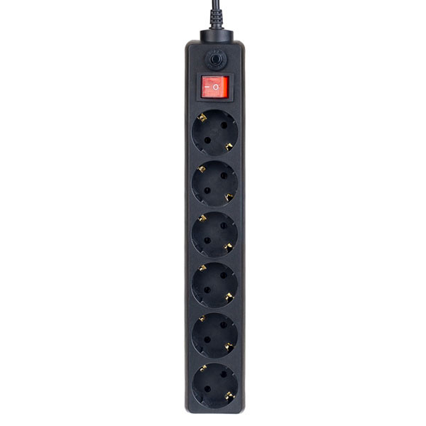 Cетевой фильтр Perfeo "POWER+", 1,8м, 6 розеток, черный (PF-PP-6/1,8-B)
