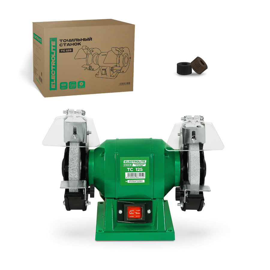 Станок точильный ELECTROLITE ТС 125, 200Вт, 2950об./мин., круг 16мм, защита экрана