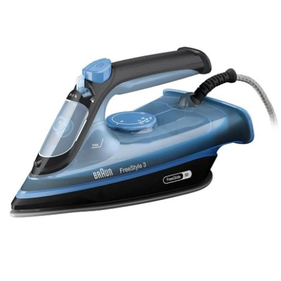 Утюг паровой BRAUN FreeStyle 3 FI 3194BK, Синий/черный, 2400 Вт, пар.удар 200 г/мин, рез-уар 270 мл