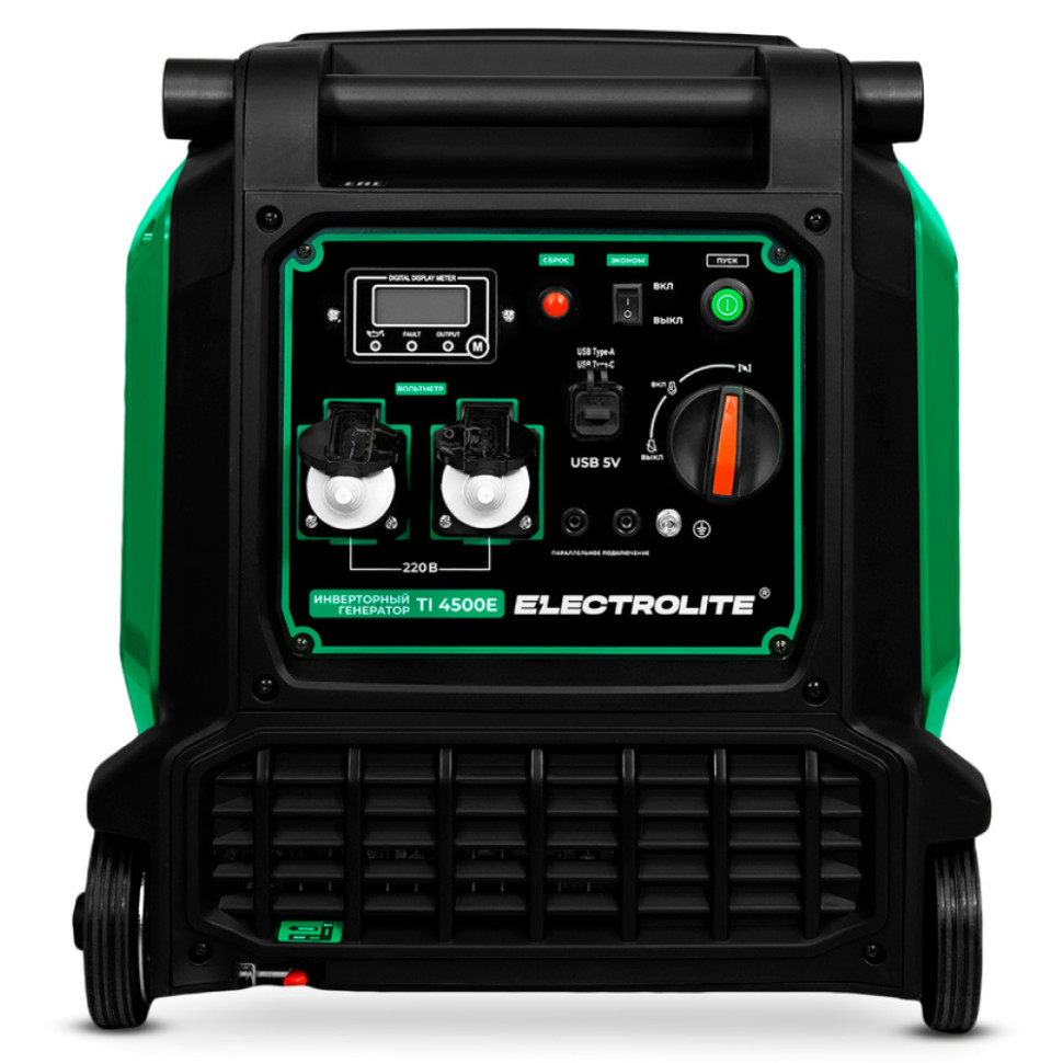 Генератор бензиновый инверторный Electrolite TI 4500E (4,2–4,5кВт, 220В, эл.старт, бак 11л, 4х-такт) Генератор бензиновый инверторный Electrolite TI 4500E (4,2–4,5кВт, 220В, эл.старт, бак 11л, 4х-такт)