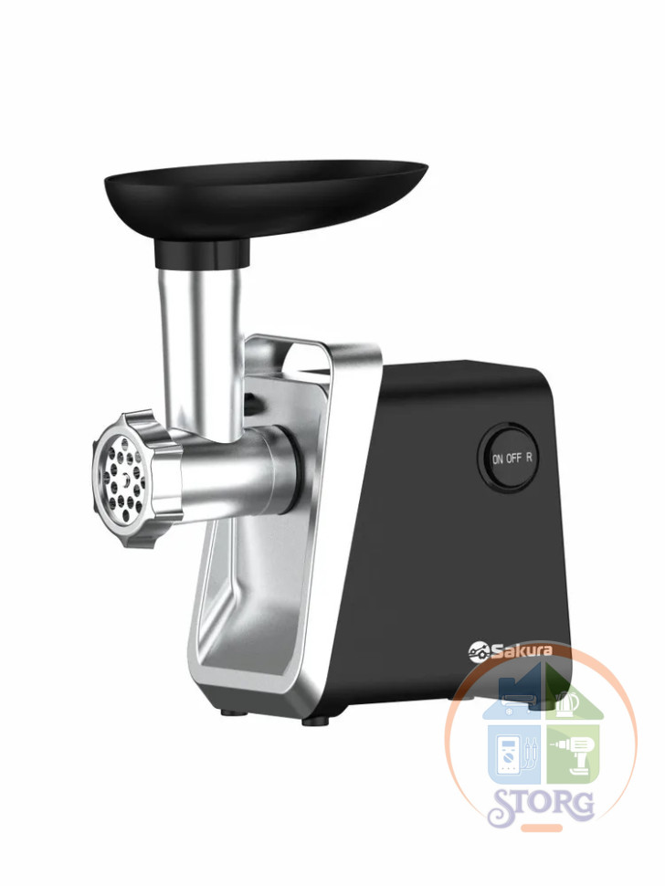 Мясорубка SAKURA SA-6431BK, черный, 1600Вт, реверс +компл насадок, 0.9 кг/мин, защита от перегрева