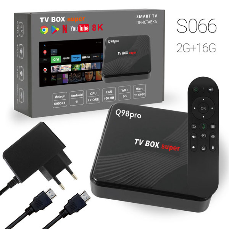 Андройд Приставка SMART TV Q98pro TV BOX 2G+16G Wifi Android