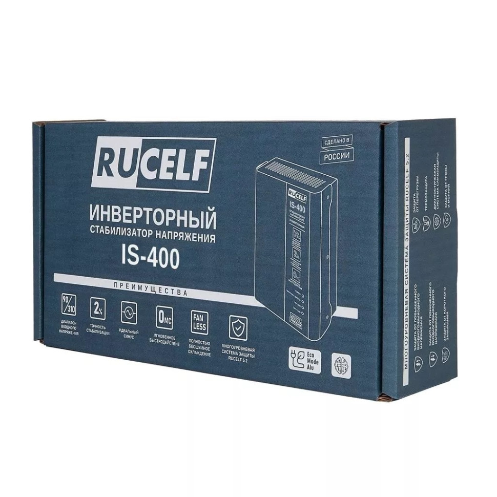 Стабилизатор напряжения инверторный RUCELF IS-400 (400ВА, 90-310 В, 12 мес гарантия)
