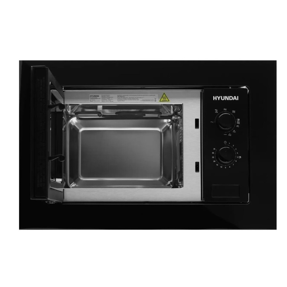 Встраиваемая микроволновая печь Hyundai HBW 2030 BG черный, 20 л, 800 Вт, переключатели - поворотный механизм