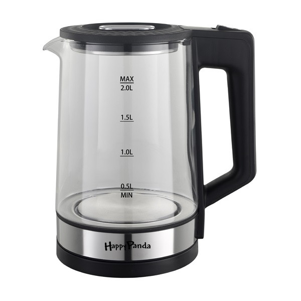 Чайник электрический HAPPY PANDA HP-2700BK, черный, 1500-1800Вт, 2 л, стеклянный, точечная подсветка Чайник электрический HAPPY PANDA HP-2700BK, черный, 1500-1800Вт, 2 л, стеклянный, точечная подсветка