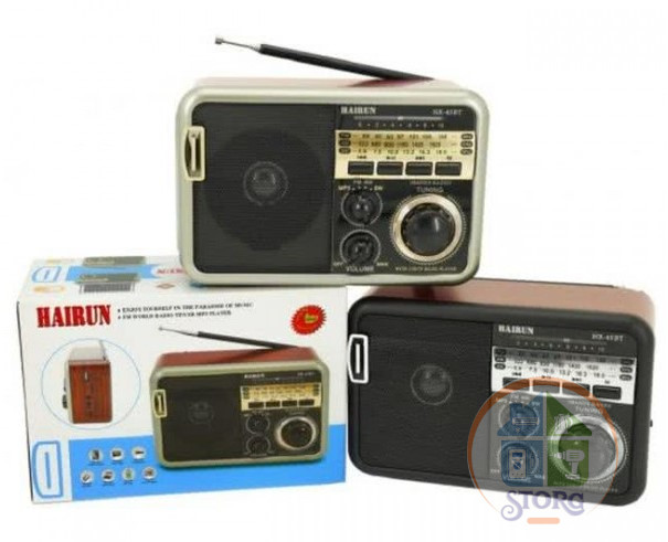 Радиоприемник HAIRUN+Bluetooth+USB+SD+фонарик+аккумулятор 18650 HR-45BT