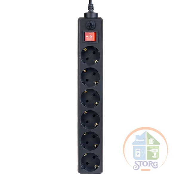 Cетевой фильтр Perfeo "POWER+", 3,0м, 6 розеток, черный (PF-PP-6/3,0-B)