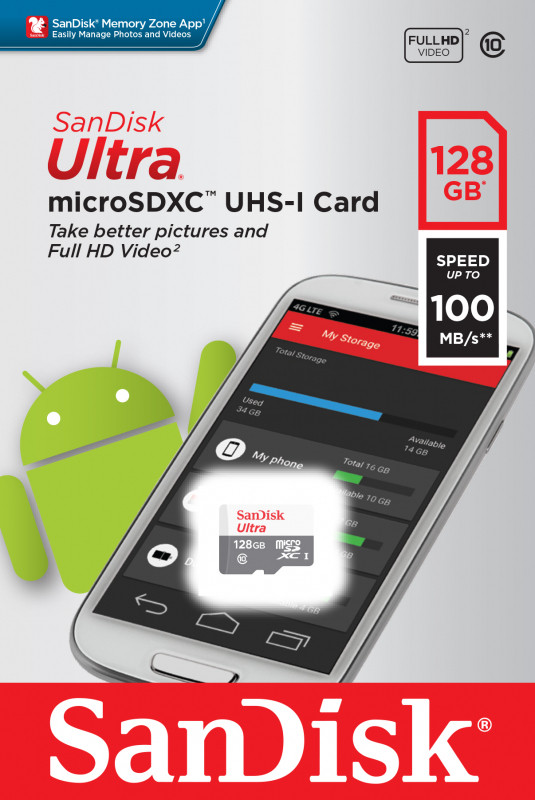 Флеш-накопитель SanDisk microSDXC 128Gb UHS-I Ultra (Class10) без адаптера (SDSQUNR-128G-GN6MN) Флеш-накопитель SanDisk microSDXC 128Gb UHS-I Ultra (Class10) без адаптера (SDSQUNR-128G-GN6MN)