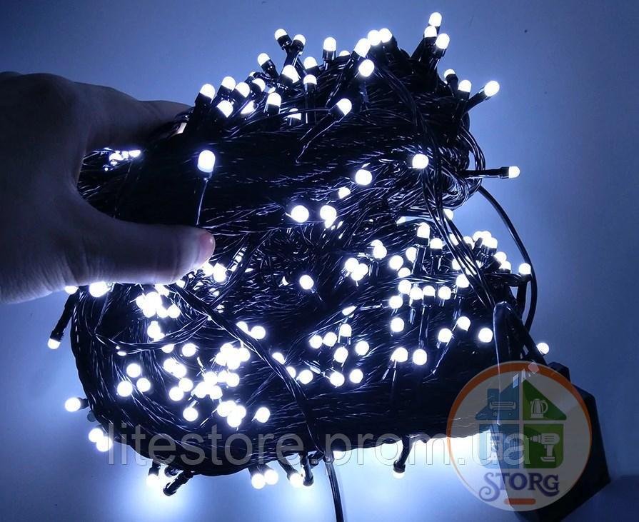 Уличная Гирлянда S-Torg LED 100л холодный белый/светодиод черный провод