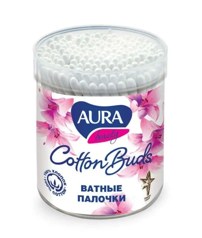 Ватные палочки AURA BEAUTY стакан 200шт/36/ 8390