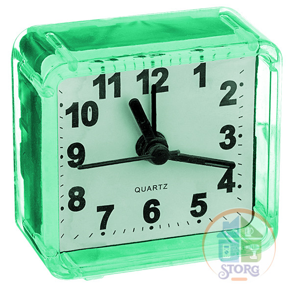 Часы-будильник Perfeo Quartz "PF-TC-001", квадратные 5,5х5,5 см, зелёные