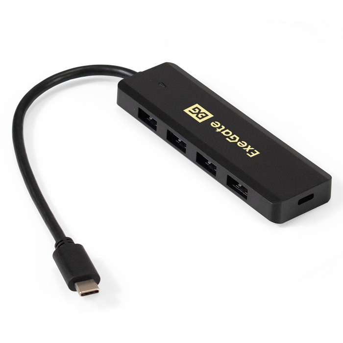 Хаб USB (концентратор) ExeGate DUB-4CP/1 (кабель-адаптер USB Type C --> 4xUSB3.0, Plug&Play, черный) <EX293986RUS>