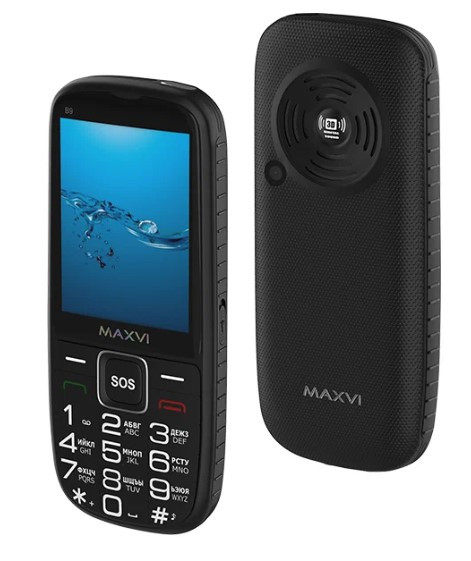 Мобильный телефон Maxvi B9 Black "Бабушкафон", 2.8'', (320х240),1.3 Мп, 2Sim, 32Mb+32Mb, 2000мАч