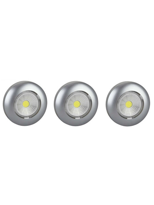 Фонарь-подсветка сд PUSHLIGHT 3Pack металлик, COB 3 Вт, 3 шт, бат. 3xAAA, Ritter