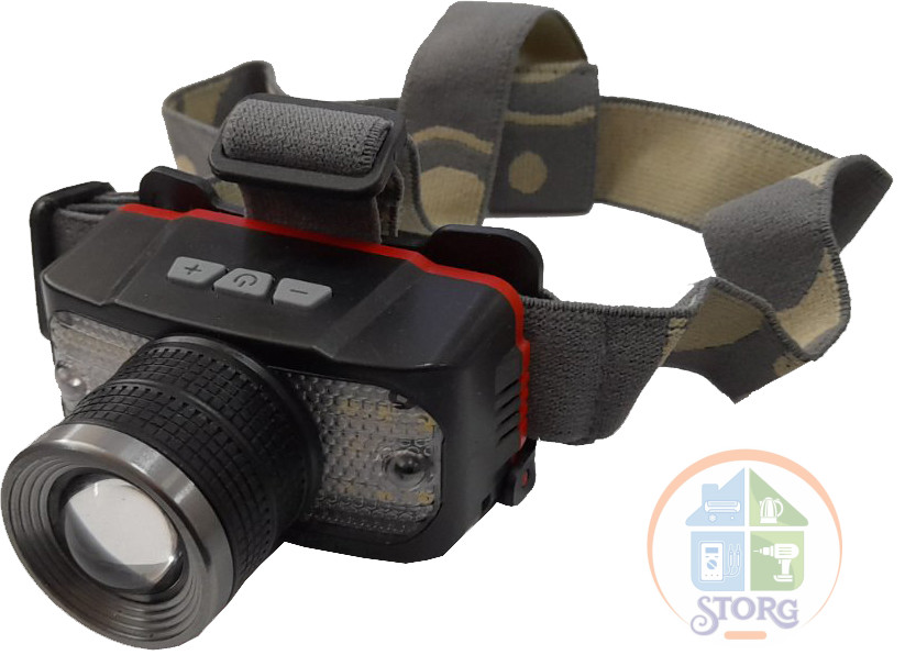 Фонарь налобный светодиодный CH T6+Cob (Li-on 18650, Red Led, Zoom, USB) 8825 с регулировкой яркости