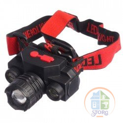 Фонарь налобный светодиодный CH T6+Cob (Li-on 18650, Red Led, Zoom, USB) 8825 с регулировкой яркости